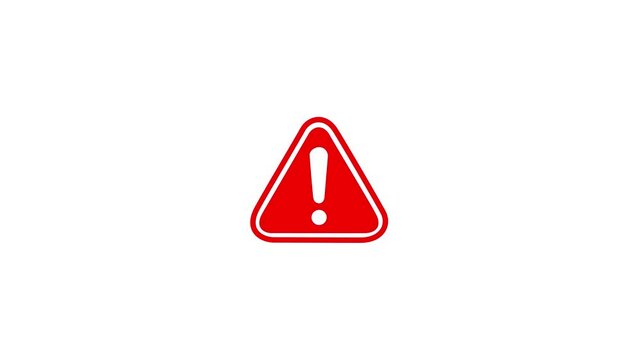 alert risk safety danger red warning sign sign symbol animated on background. 4k motion video. on transparent.