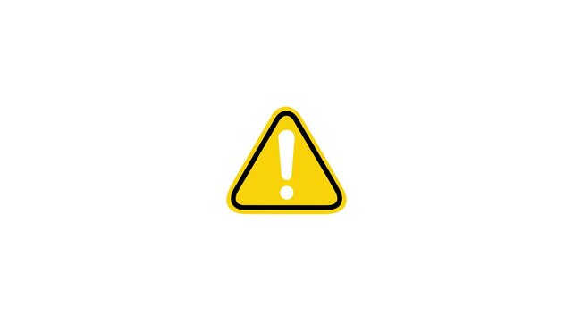 alert risk safety danger yello warning sign sign symbol animated on background. 4k motion video. on transparent.