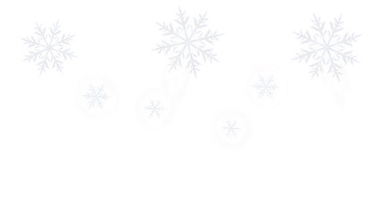 Fototapeta premium Three delicate pink snowflakes and two small circular ornaments floating on a solid black background, for festive winter, holiday themes