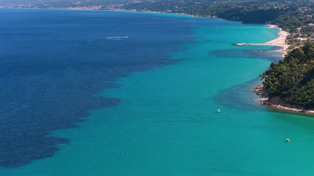 Turquoise Aegean coastline near Kallithea Halkidiki