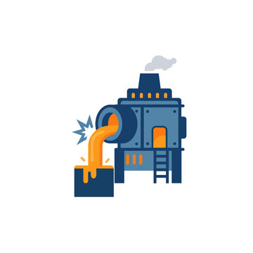 Molten metal foundry plant flat icon
