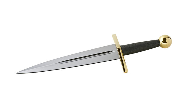 Medieval dagger with golden pommel and crossguard
