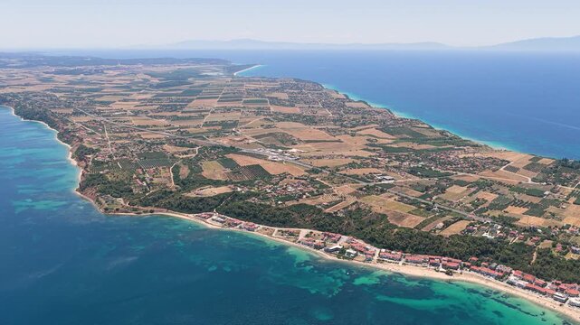 Coastal Kassandra peninsula with turquoise Aegean waters