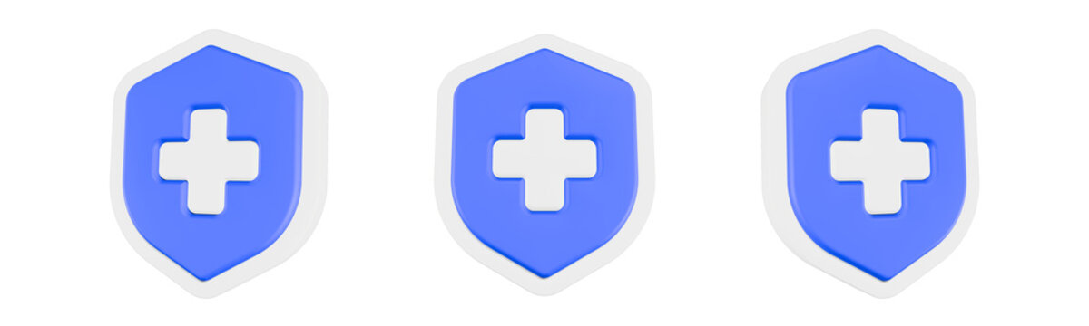 3d shield shape with a white cross in the center
