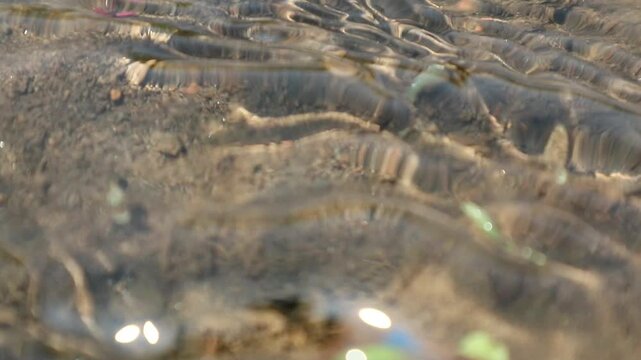 Details and texture of river water movement at moderate speed