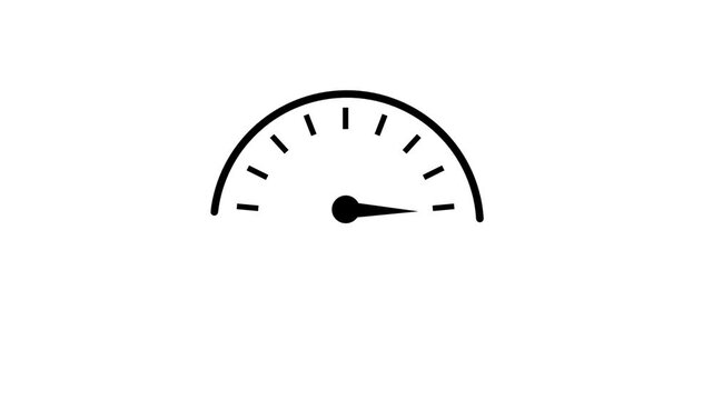 Animation video of speed meter and performance meter on white background. HD video quality. 