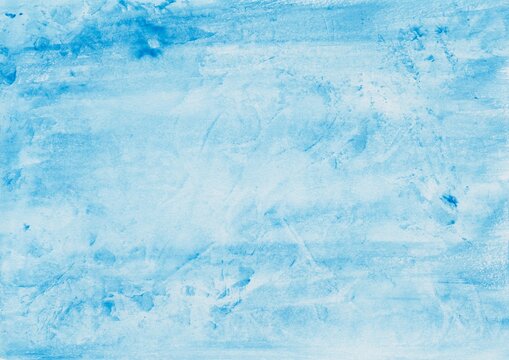 Single-color foil print watercolor painting with abstract structures in blue
