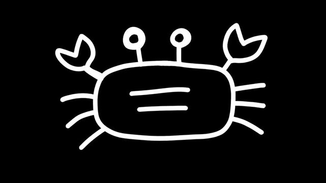Cute Crab Animated Icon on Transparent Background, Alpha Channel Loop
