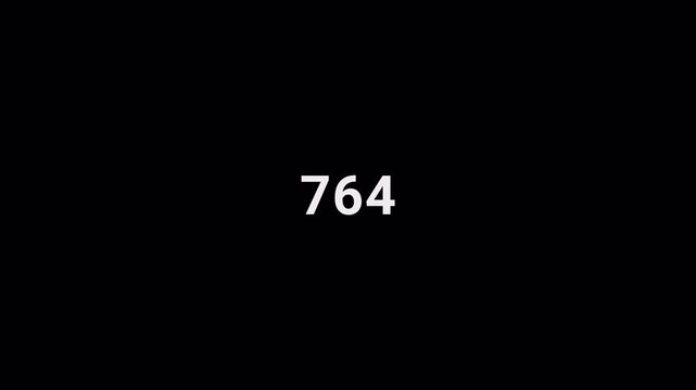 Animated clean number counter 0-10000 with modern digital typography, video editing overlay stock motion graphics