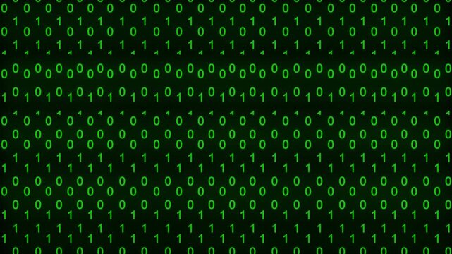 Binary Data Matrix Background, Digital Programming Code Loop, Cyber Technology Data Stream, Green Binary Code Digital Technology Background Animation