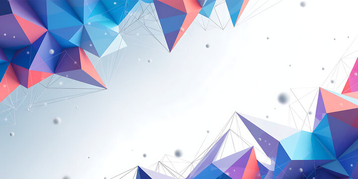 Blue and red abstract polygon frame