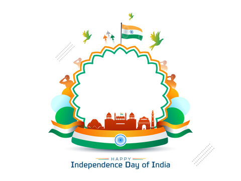 Happy Independence Day of India, freedom fest and patriotic card background.
