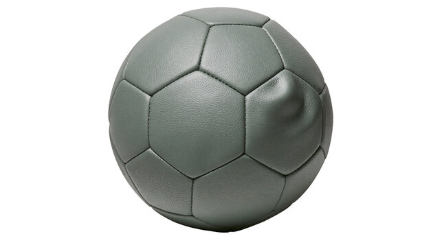 Gray leather soccer ball with stitched panels