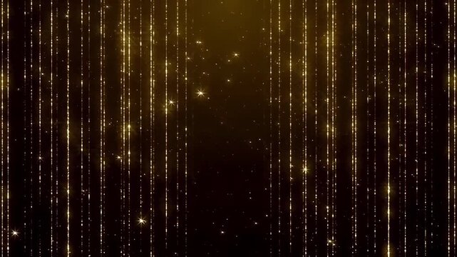 Golden Glitter Rain and Magic Sparkles Background Loop