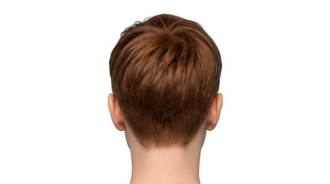 Short auburn pixie haircut from behind