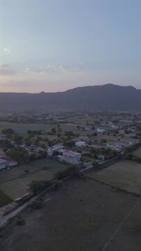 Vertical Aerial View of Rural Pushkar and Aravalli Hills, Rajasthan, India