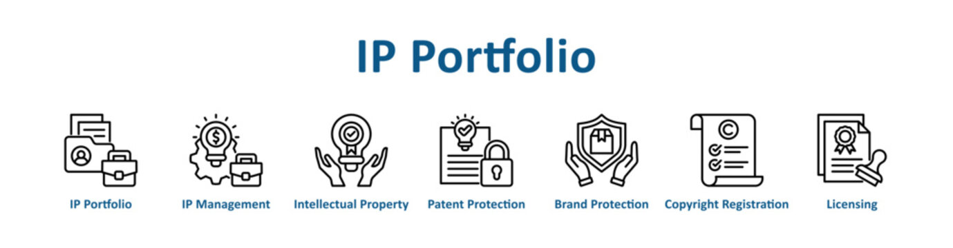 Ip Portfolio web icon banner with line art style