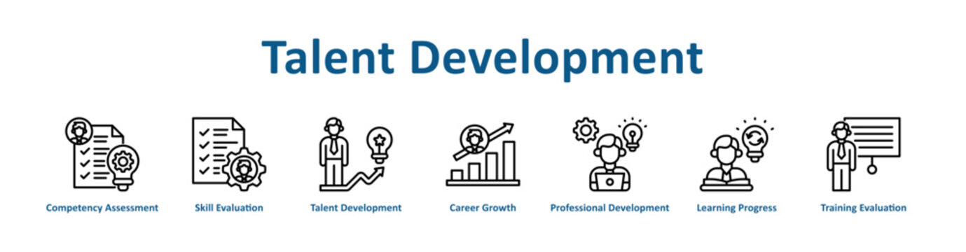 Talent Development web icon banner with line art style