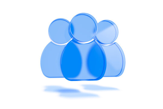Blue 3d team group user avatar icons isolated on transparent background