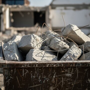Construction Debris in a Skip Container at a Building Site
