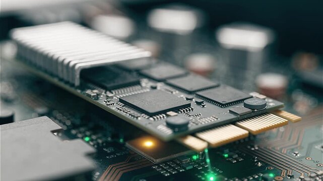 NVMe Solid State Drive Installed on Professional Computer Motherboard