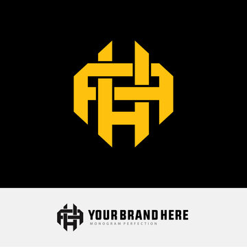 Bold interlocking AH monogram logo in athletic varsity style for sports branding identity