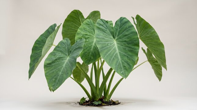 Large Green Elephant Ear Plant with Broad Leaves.
