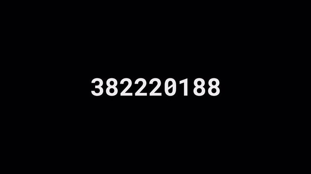 Digital Number Counter Animation with Glowing LED Cyan Digits Counting Up on Black Background