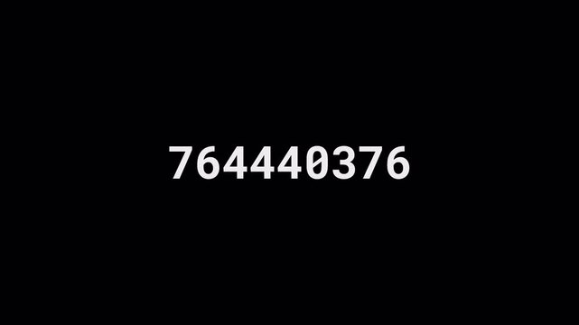 Digital Number Counter Animation with Glowing LED Cyan Digits Counting Up on Black Background