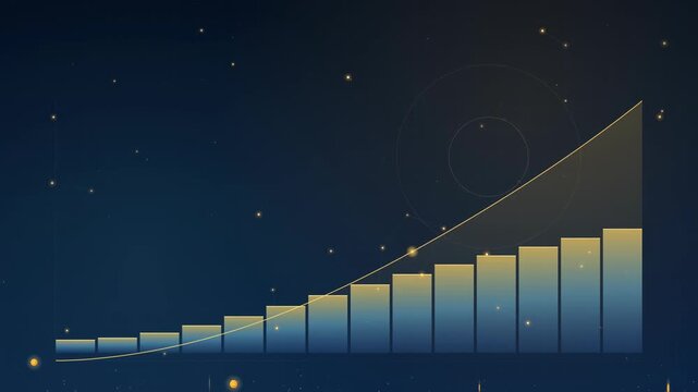 Abstract Digital Line Graph Showing Upward Trend Against a Deep Starry Night Sky for Financial Growth Concept