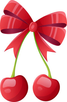 Cherry Bow Ribbon Cartoon Coquette