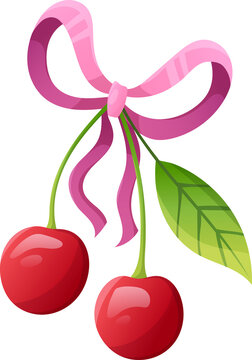 Cherry Bow Ribbon Cartoon Coquette