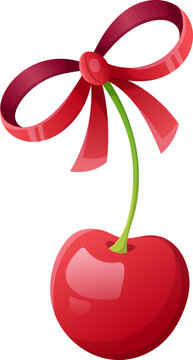 Cherry Bow Ribbon Cartoon Coquette