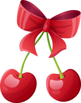 Cherry Bow Ribbon Cartoon Coquette