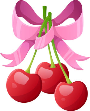 Cherry Bow Ribbon Cartoon Coquette