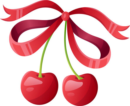 Cherry Bow Ribbon Cartoon Coquette