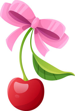 Cherry Bow Ribbon Cartoon Coquette