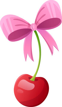 Cherry Bow Ribbon Cartoon Coquette
