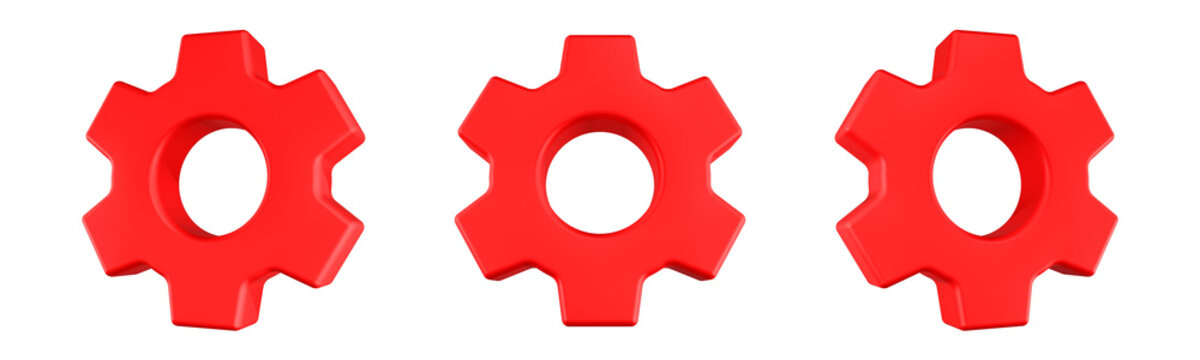 3d gear icon with a central circular cutout