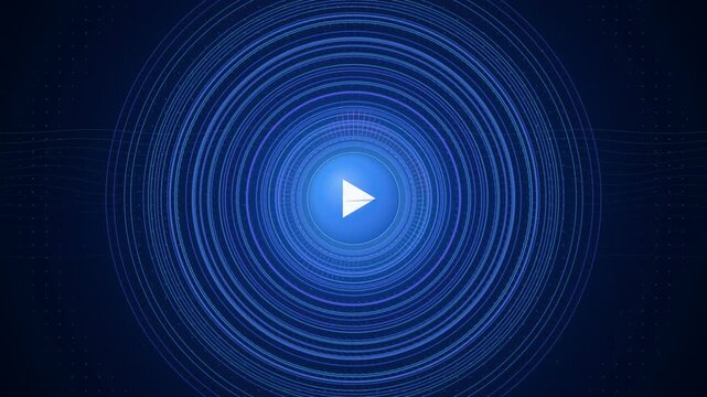 Cinematic Abstract Blue Digital Loading Circle Interface on Dark Background for Technology Presentation
