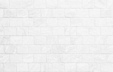 Fototapeta premium Kitchen wallpaper concept: Close up modern white brick tiles wall texture background, wallpaper modern interior.