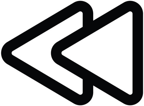 Fast Rewind Arrow Icon with Double Left Pointer Symbol Isolated on Transparent Background PNG Media Player UI Control