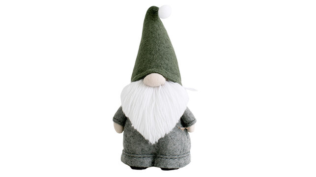 Felt gnome with green hat and white beard