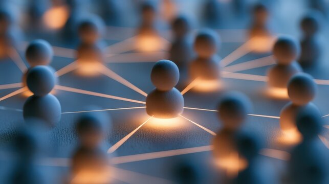 A digital illustration of a floating partner network featuring a central hub with connected spokes, symbolizing collaboration and interconnected business systems.