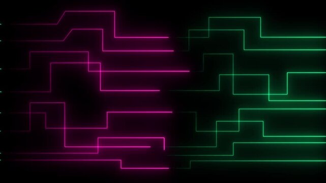 Abstract circuit board icon glowing neon lines. simple logotype icon concept. Close-up of computer processors technology concept black background.4k animation motion graphics video.