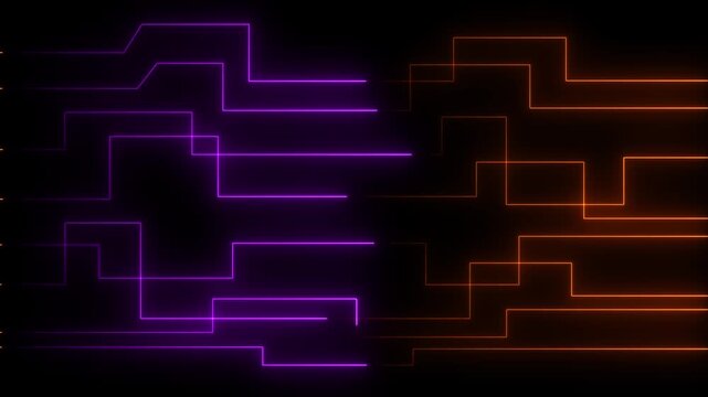 Abstract circuit board icon glowing neon lines. simple logotype icon concept. Close-up of computer processors technology concept black background.4k animation motion graphics video.