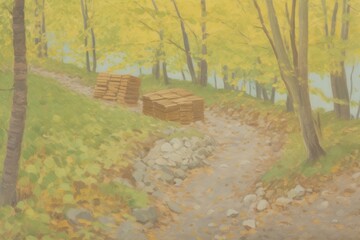 Obraz premium Honeycomb painting forest outdoors.