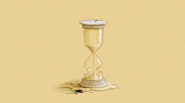 burdens. A broken hourglass with sand spilling out, symbolizing the unseen struggles of poverty. wellbeing guides, coaching materials, designed for coaching and self-improvement content.