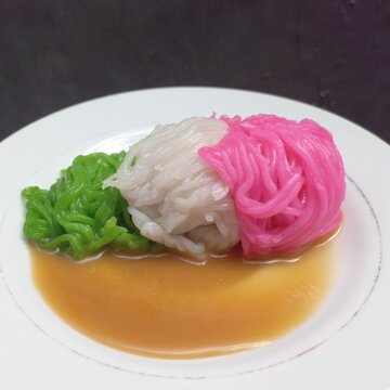 Snack From Indonesia called Putu Mayang with sweet and salty flavor and beautiful color | Natural photos Food