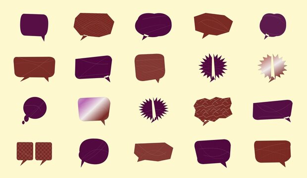 Set of colorful speech bubble and thought bubble icons illustration